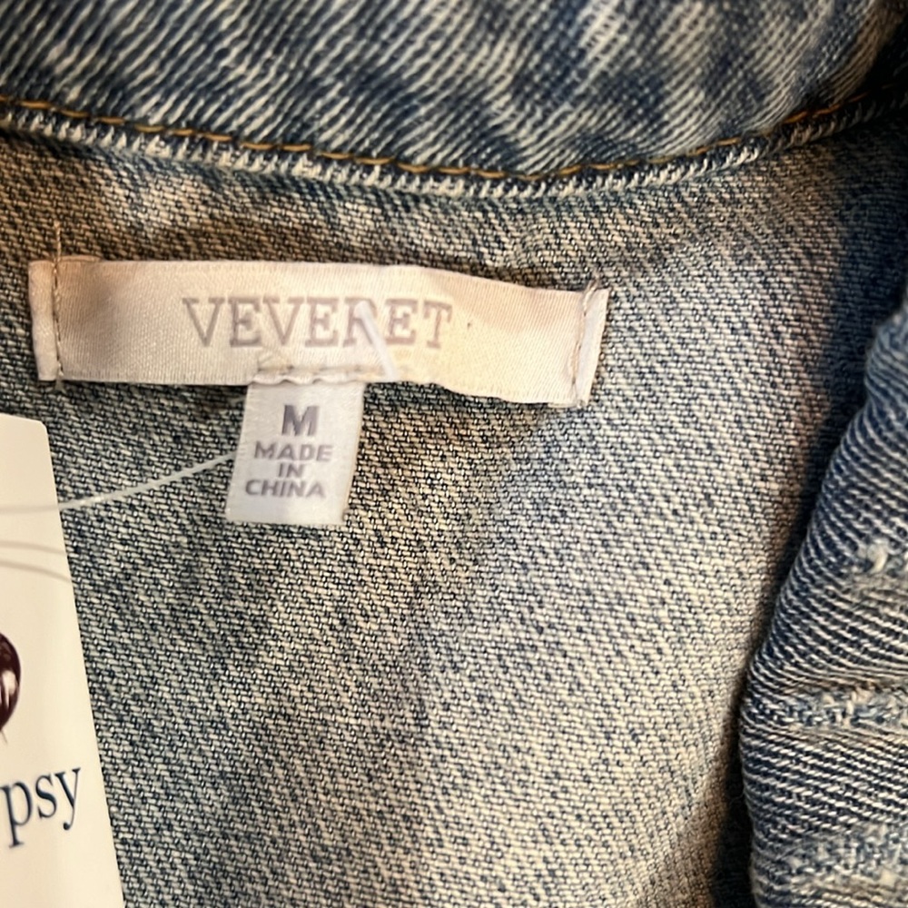 Veveret long distressed denim vest duster - Picture 9 of 12
